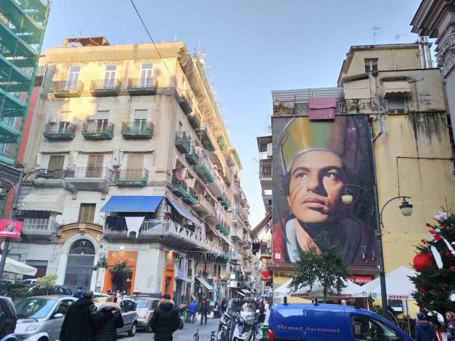 Mural representing Saint Gennaro, Naples, on a building close to the San Gennaro Cathedral